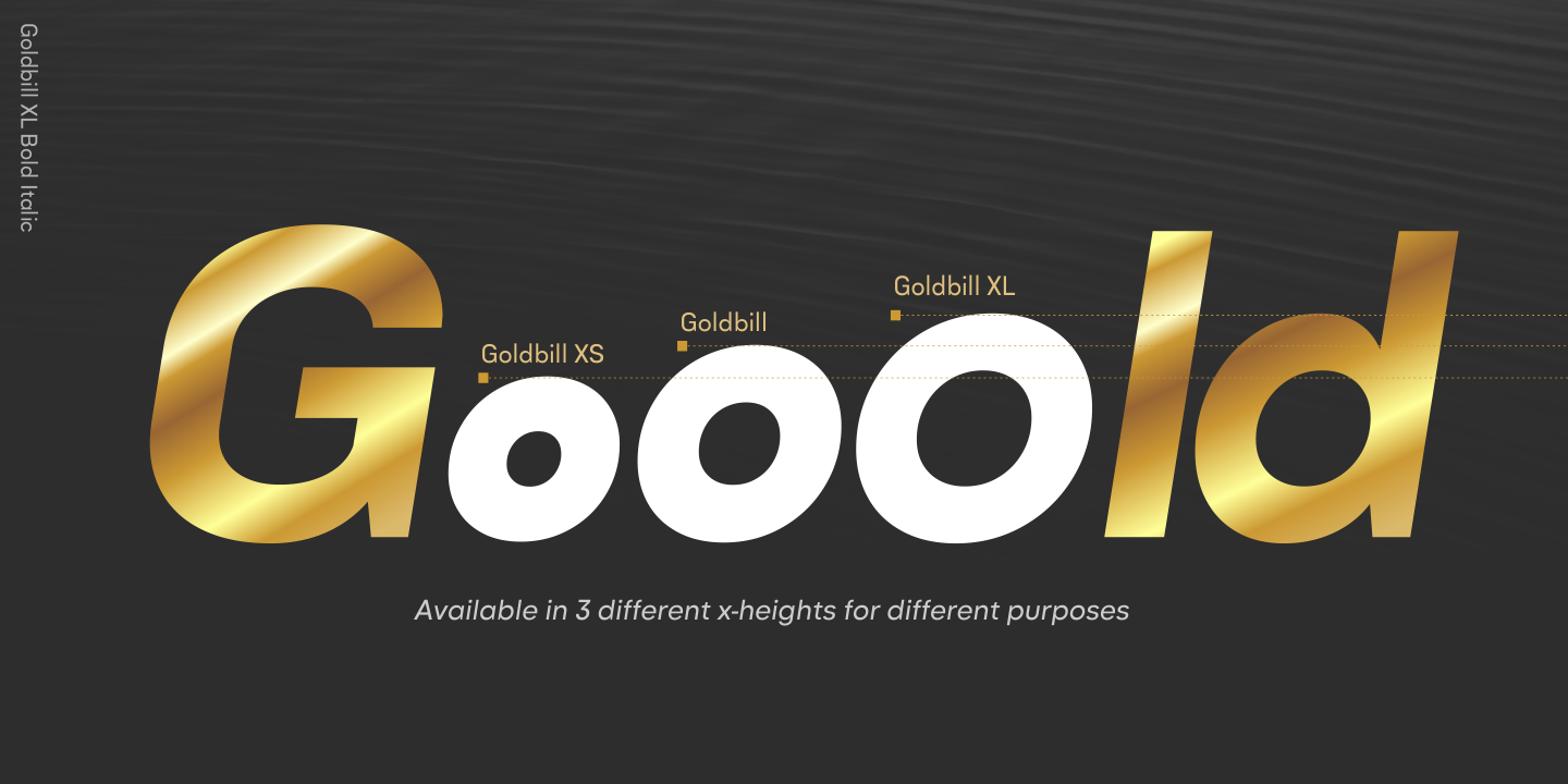 Ejemplo de fuente Goldbill XS Extra Bold